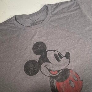 Disney Store Mickey Mouse Graphic T Shirt Gray XL Distressed Vintage Style Tee